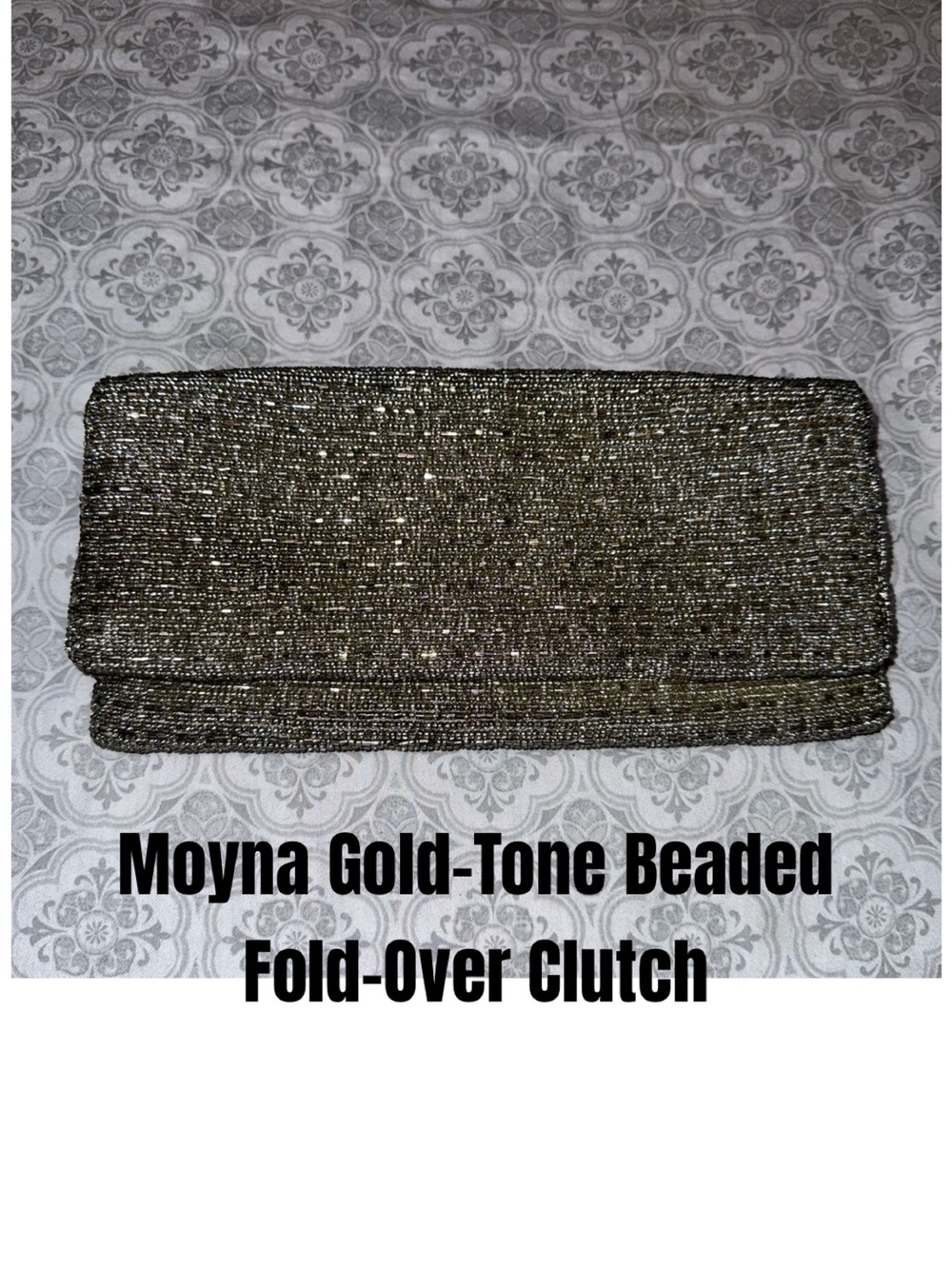 Moyna Gold-Tone Beaded Fold-Over Clutch